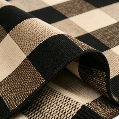 SEEKSEE Blue Buffalo Plaid Porch Rug, 27.5x43