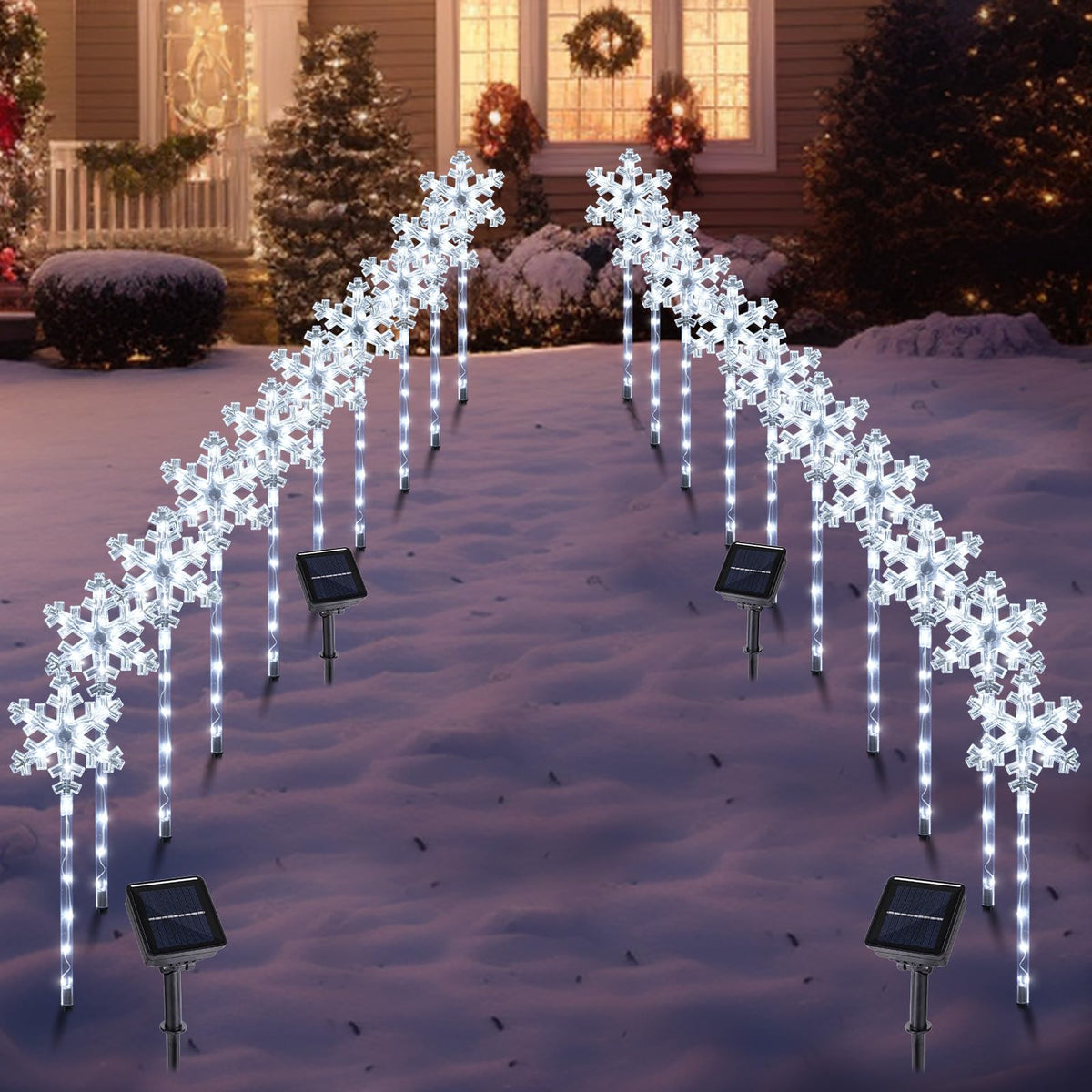 Solar Snowflake Pathway Lights, 10 Pack