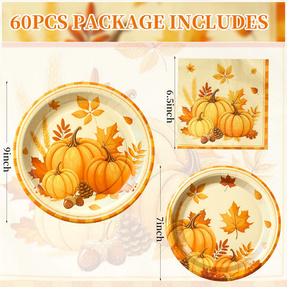Blue and White Floral Paper Plates and Napkins, Serves 20
