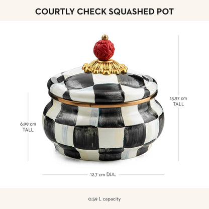 MacKenzie-Childs Enamel Squashed Pot, Royal Check