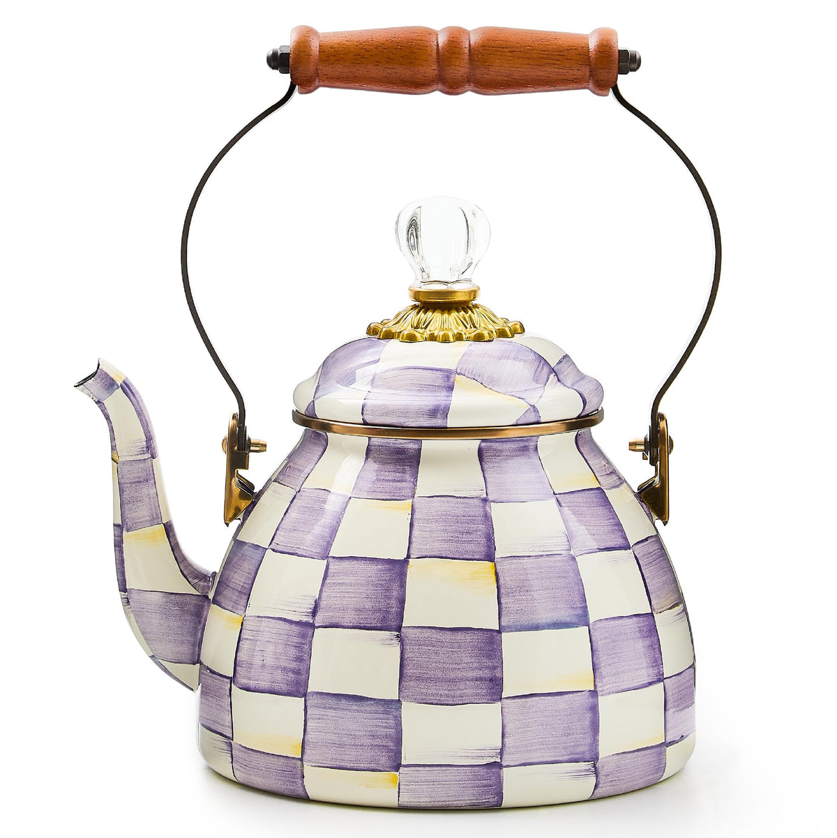 MacKenzie-Childs Enamel Tea Kettle, Royal Check