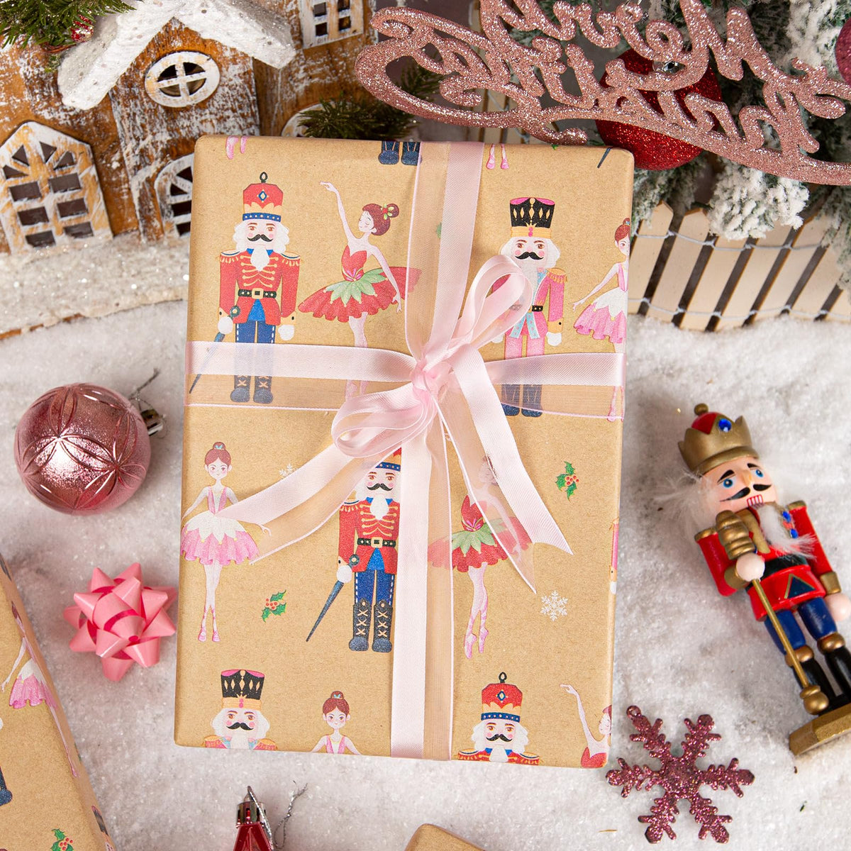 Blue Nutcracker Christmas Wrapping Paper, 32.8 Ft