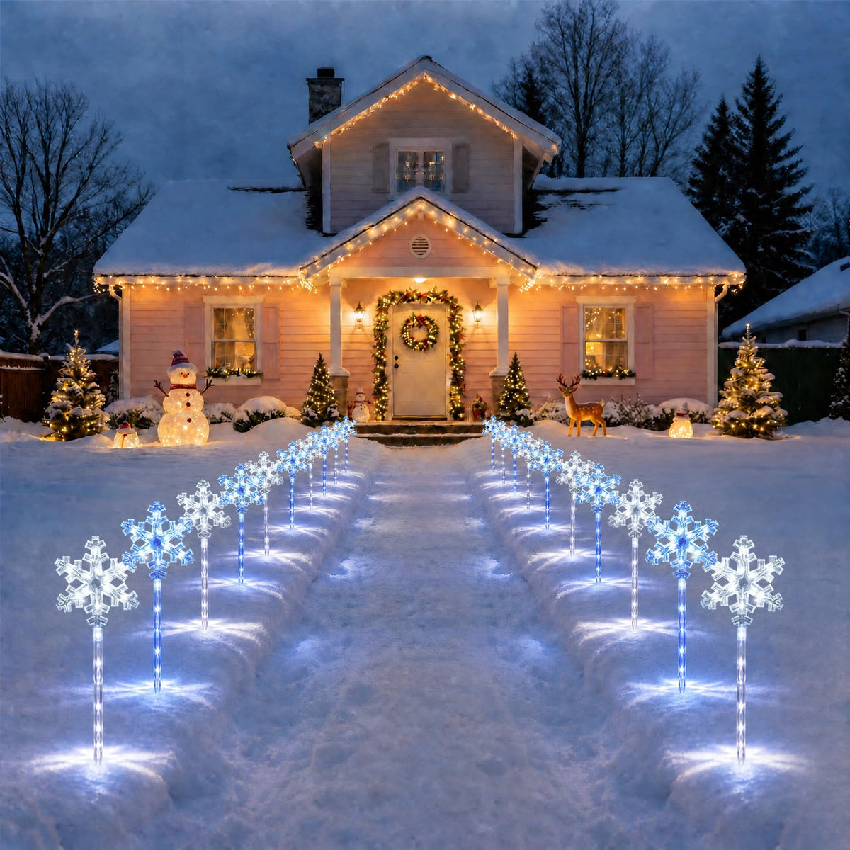 Solar Snowflake Pathway Lights, 10 Pack