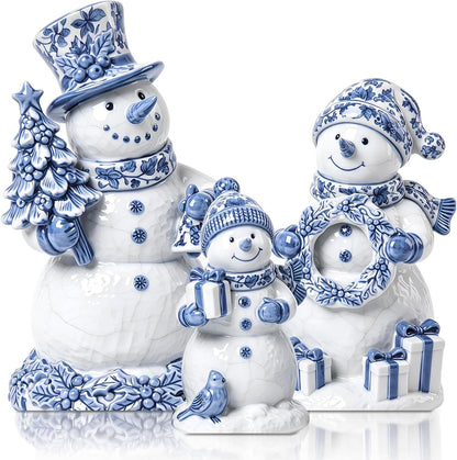 Chinoiserie Wooden Snowmen, Set of 3