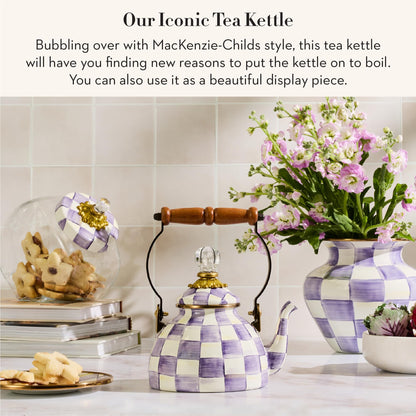 MacKenzie-Childs Enamel Tea Kettle, Royal Check