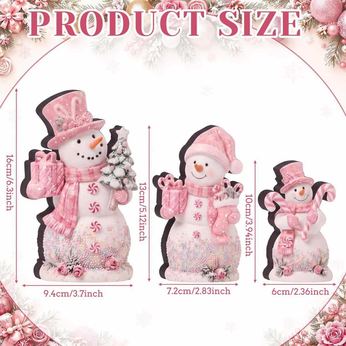 Chinoiserie Wooden Snowmen, Set of 3