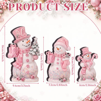 Chinoiserie Wooden Snowmen, Set of 3