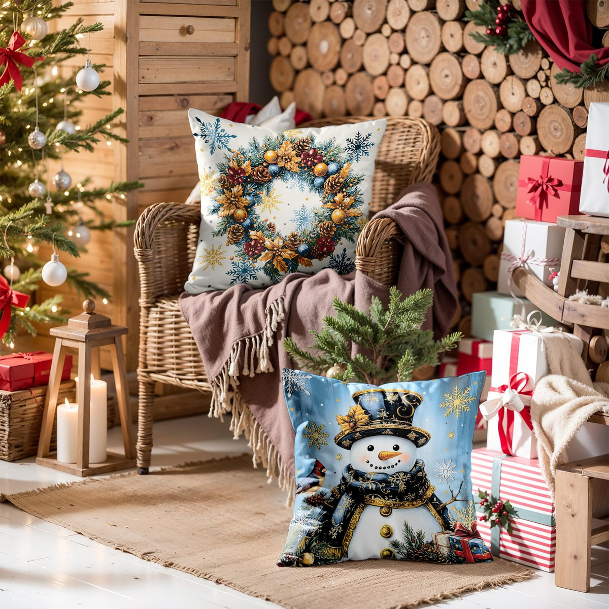 Navy Velvet Christmas Pillow Covers, Set of 4