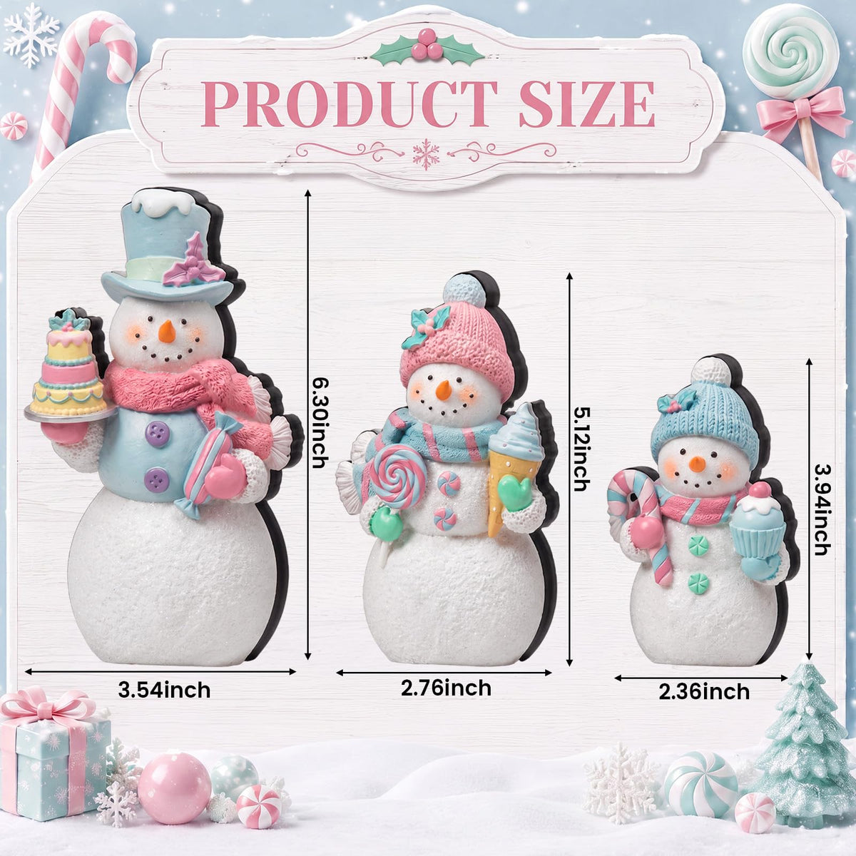 Chinoiserie Wooden Snowmen, Set of 3