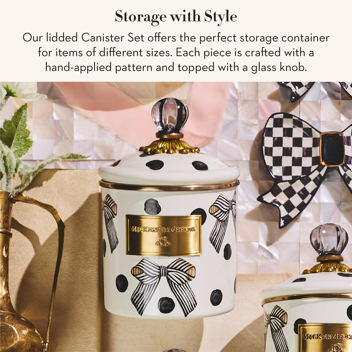 MacKenzie-Childs Enamel Canister Set, Royal Check