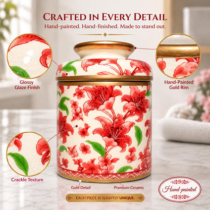 Round Chinoiserie Ceramic Tissue Holder with Lid