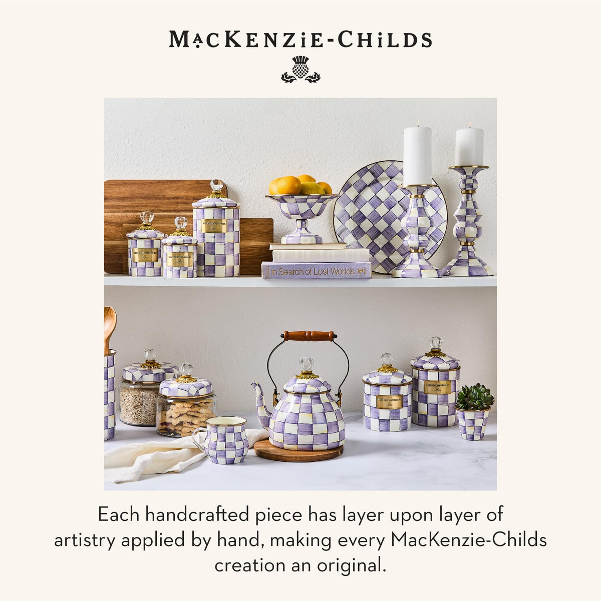 MacKenzie-Childs Sky Check Pillar Candlestick