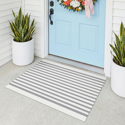 Navy and White Striped Cotton Rug, 28x43