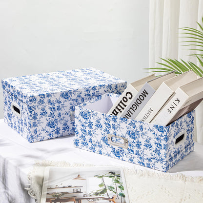 Blue and White Floral Nested Storage Boxes