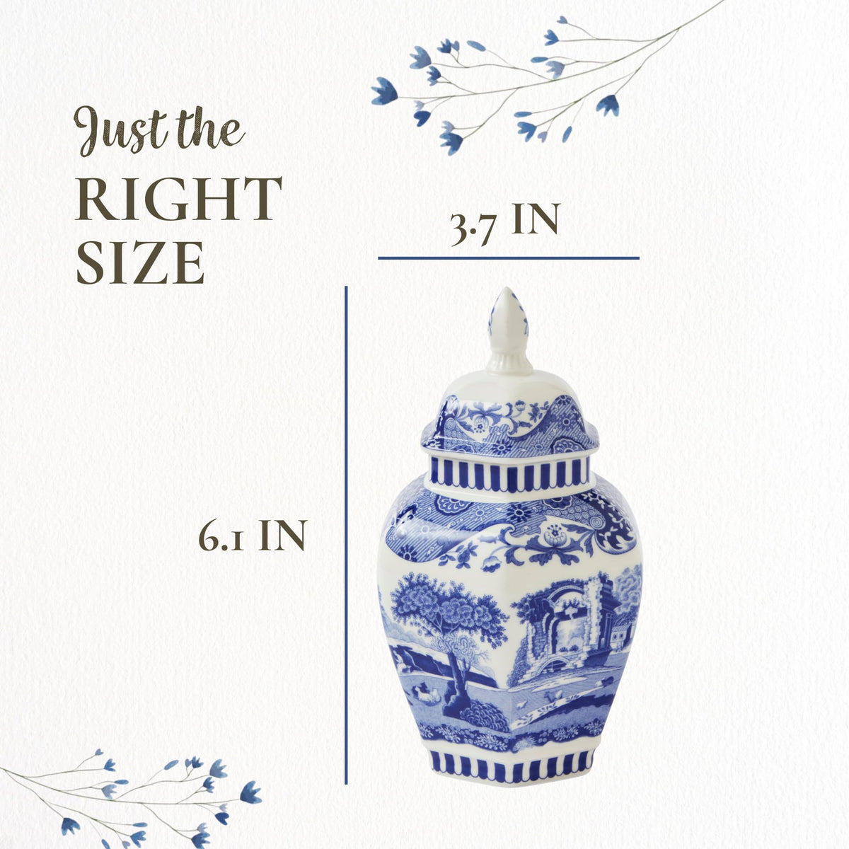 Spode Blue Italian Steccato Vase, 5.2 Inch