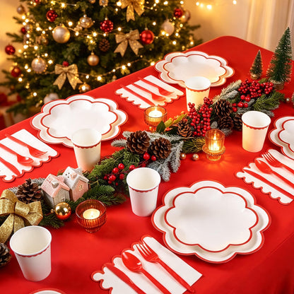 Blue and White Paper Tableware Set, Serves 50