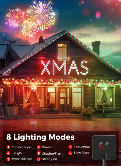 Solar Christmas String Lights, 100 LED, 40 ft