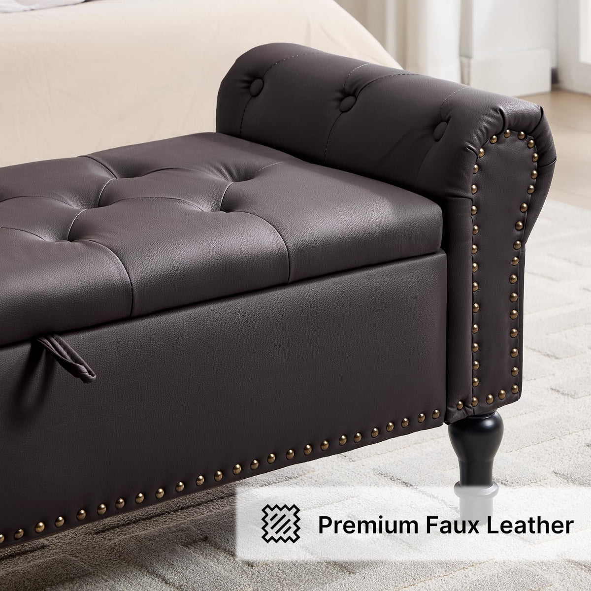 Navy Velvet Tufted Storage Bench