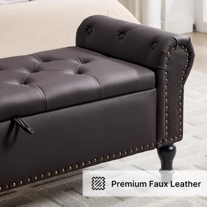 Navy Velvet Tufted Storage Bench