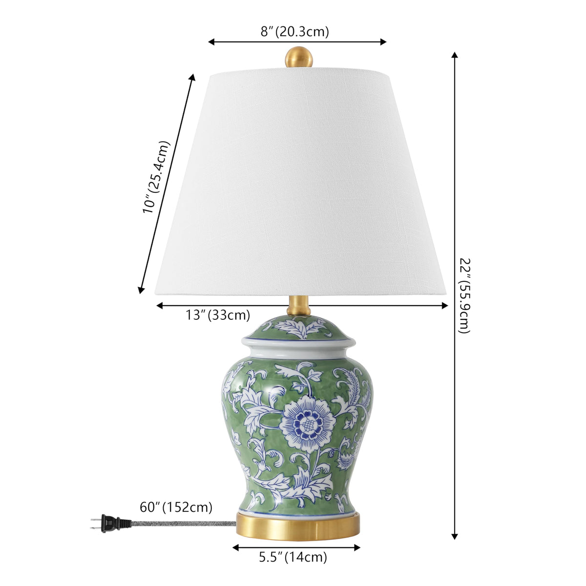 Jonathan Y Penelope Ginger Jar LED Table Lamp, 22 Inch