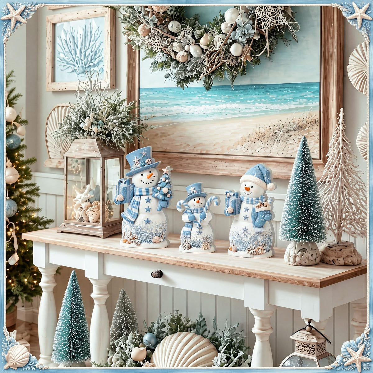 Chinoiserie Wooden Snowmen, Set of 3