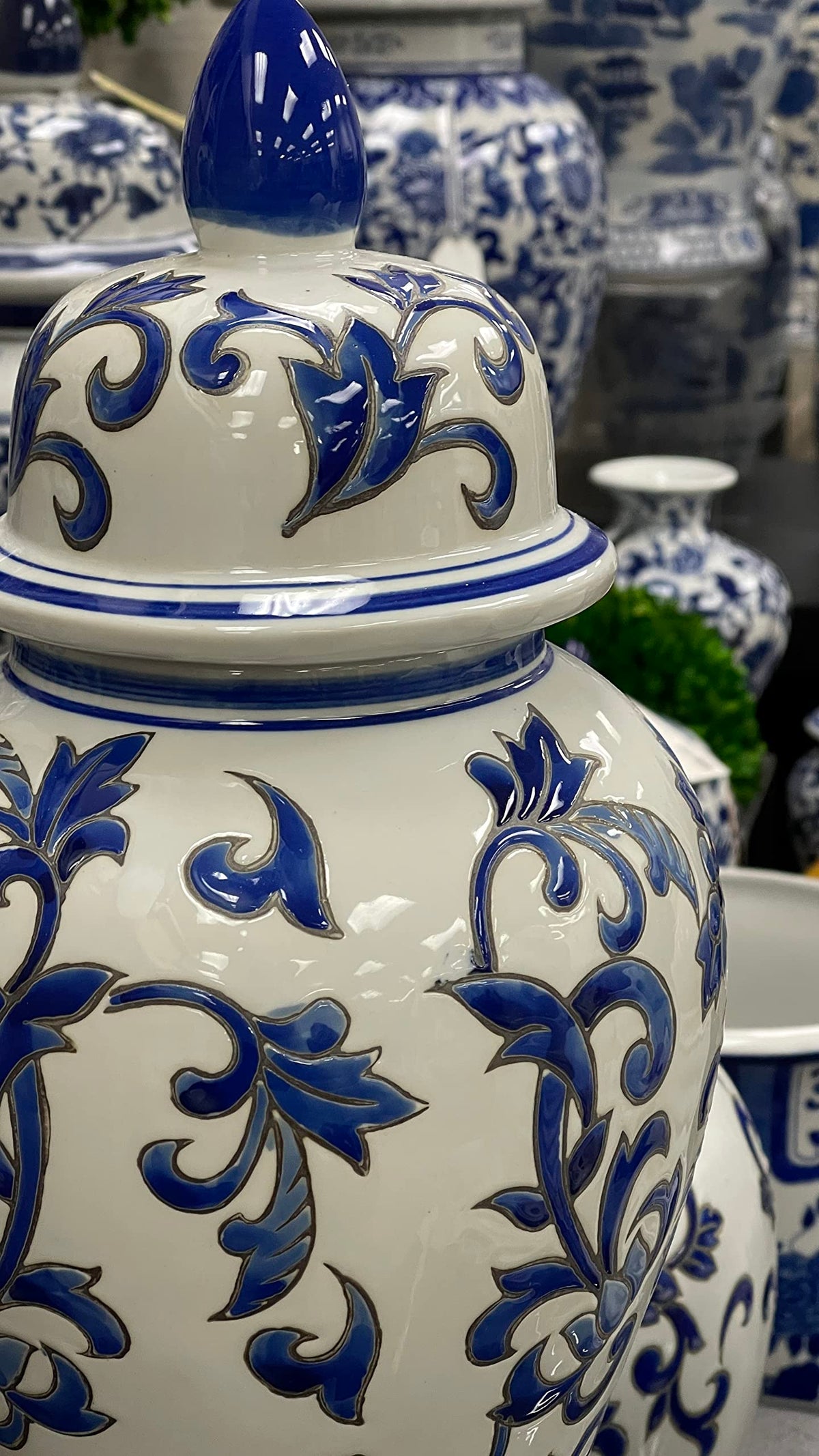 Blue and White Chinoiserie Ginger Jar, 12 or 14 Inch