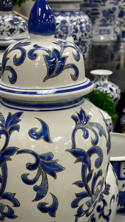 Blue and White Chinoiserie Ginger Jar, 12 or 14 Inch