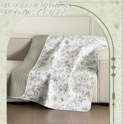 Blue Floral Quilted Throw Blanket, 50 x 60 Inch