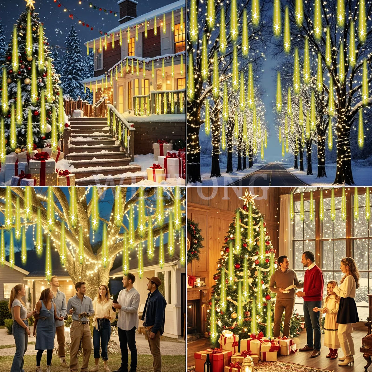 Blue Meteor Shower Christmas Lights, 8 Tubes