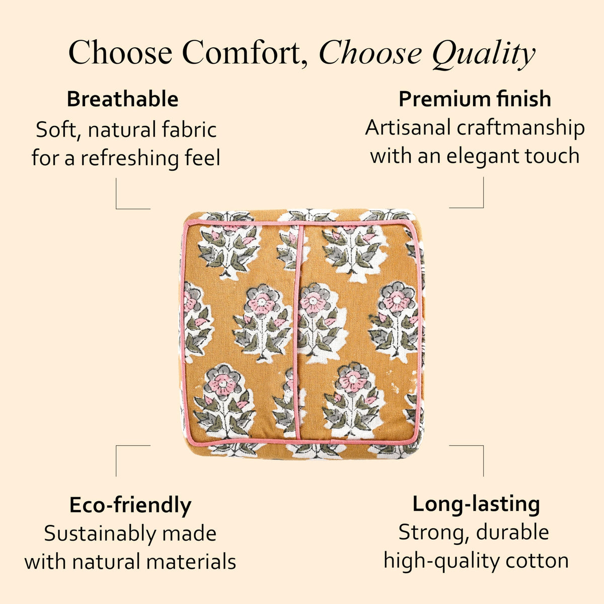 Block Print Cotton Tissue Box Cover, Apatite Blue