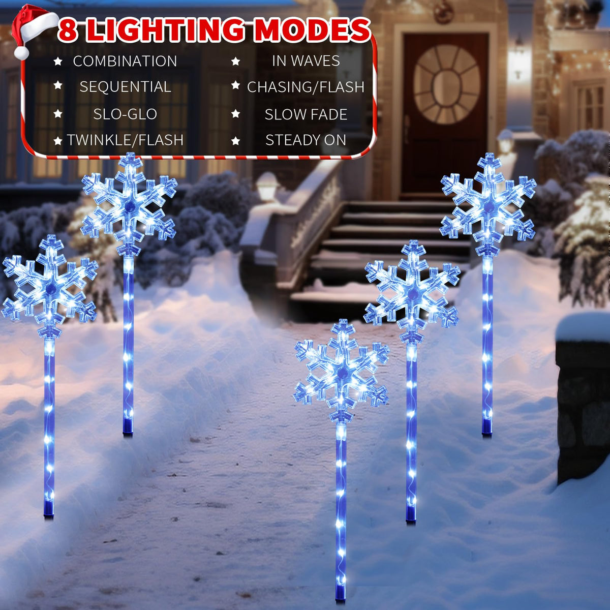 Solar Snowflake Pathway Lights, 10 Pack