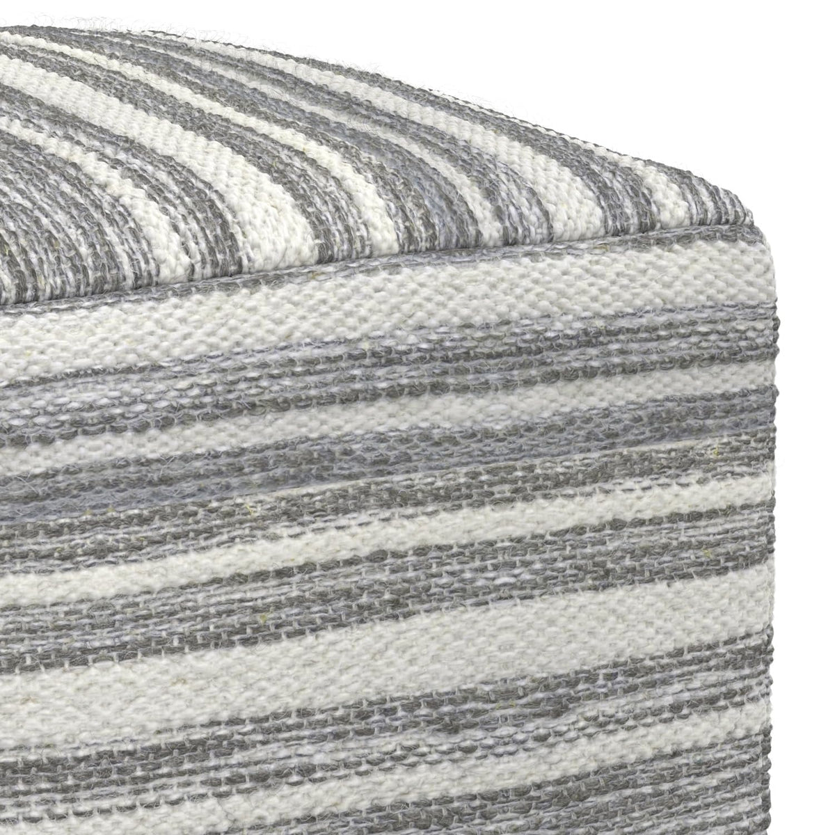 Simpli Home Cowan Blue Wool Square Pouf
