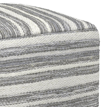 Simpli Home Cowan Blue Wool Square Pouf