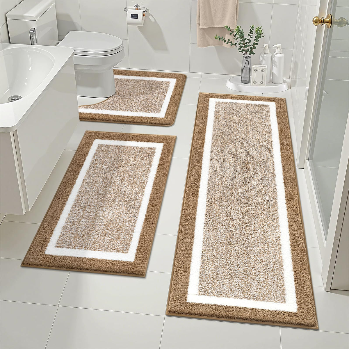 Shaggy Microfiber Bath Rug Set, 3 Piece