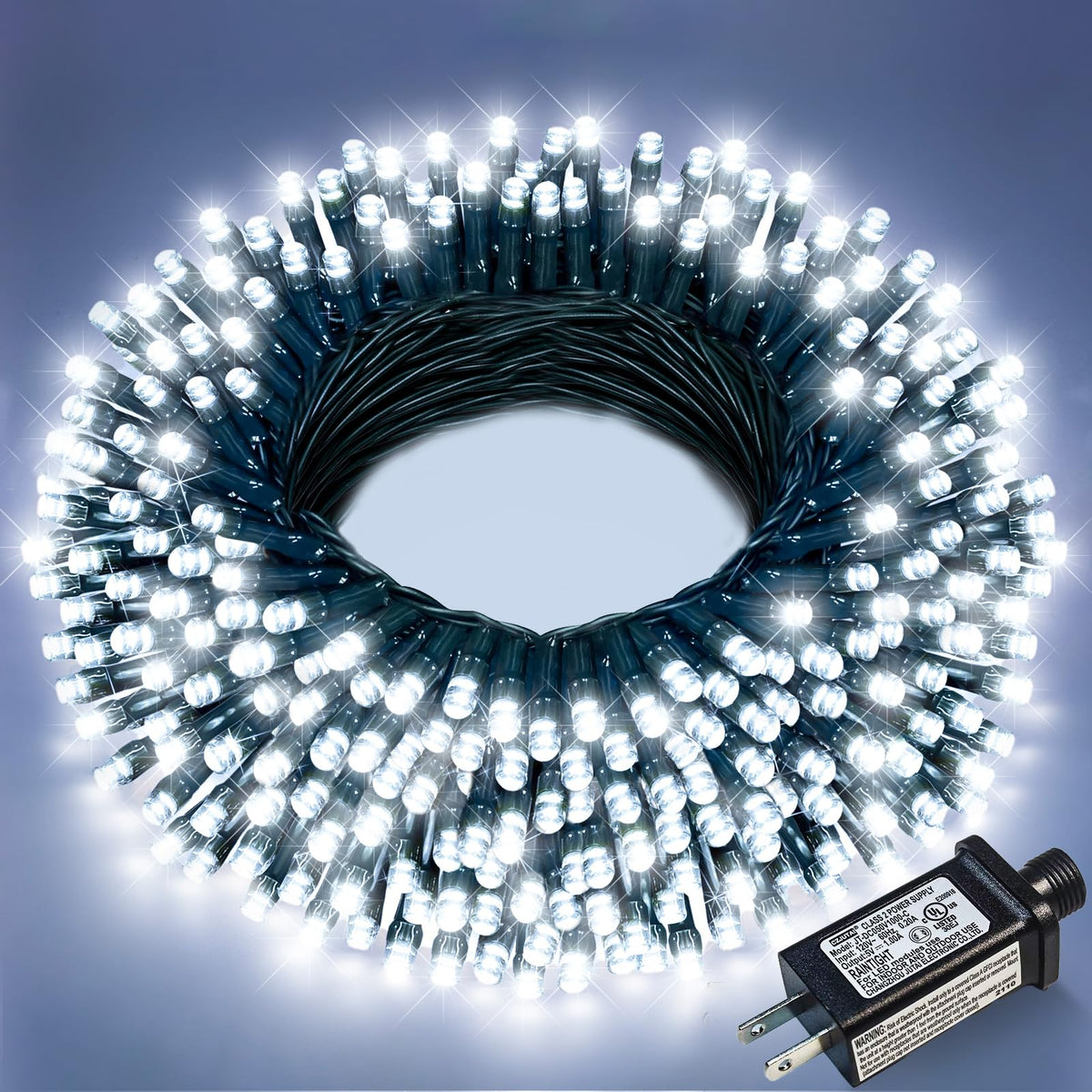 Blue and White Christmas Lights, 100 ft