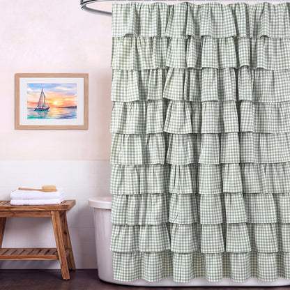 Ruffled Gingham Shower Curtain, 72 x 72
