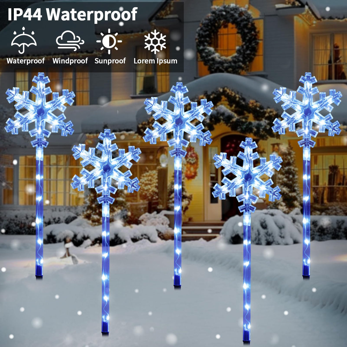 Solar Snowflake Pathway Lights, 10 Pack