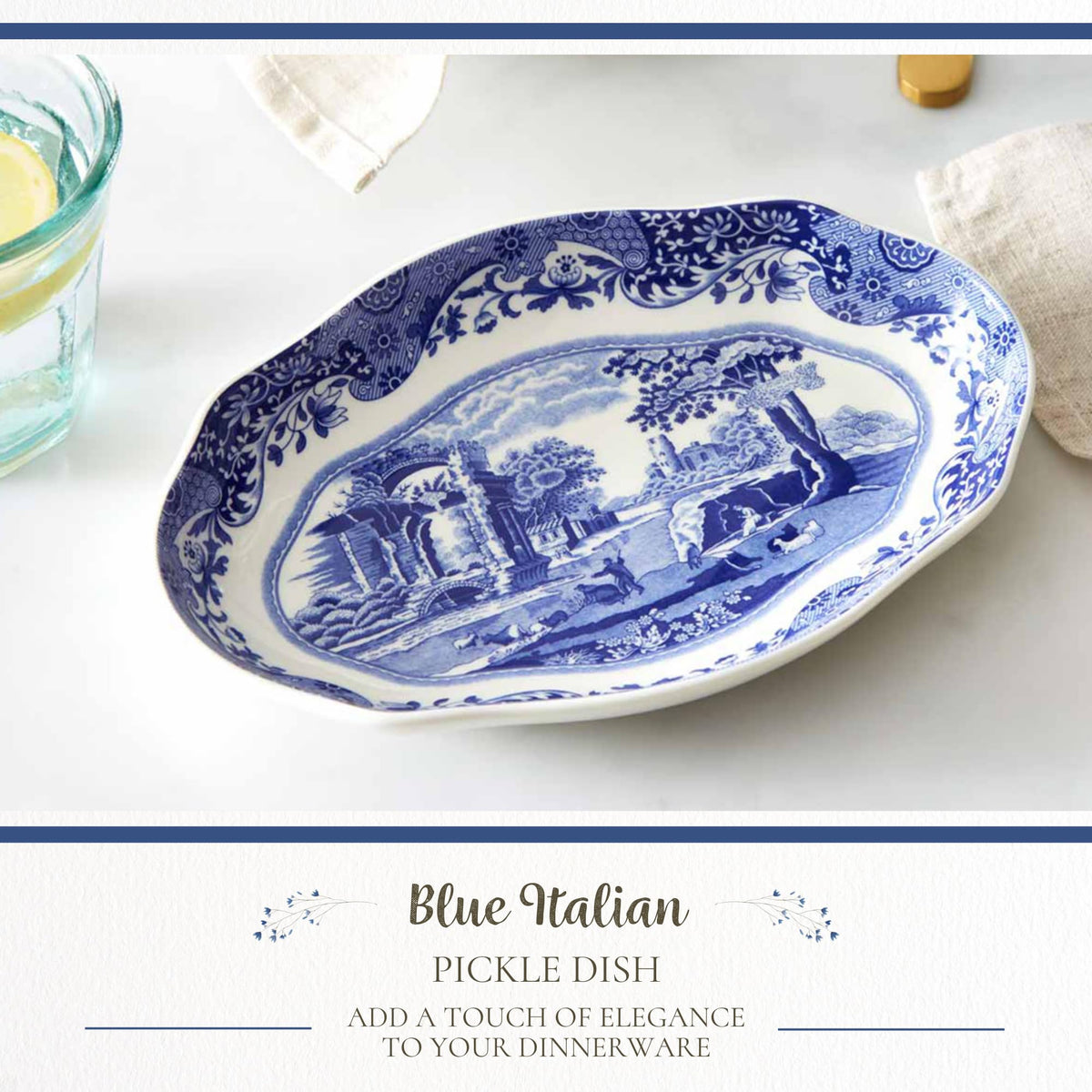 Spode Blue Italian Pickle Dishes, Set of 2