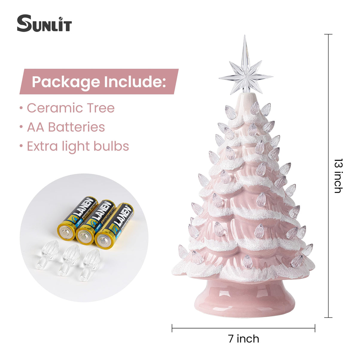 Lighted Ceramic Christmas Tree, 13 Inch