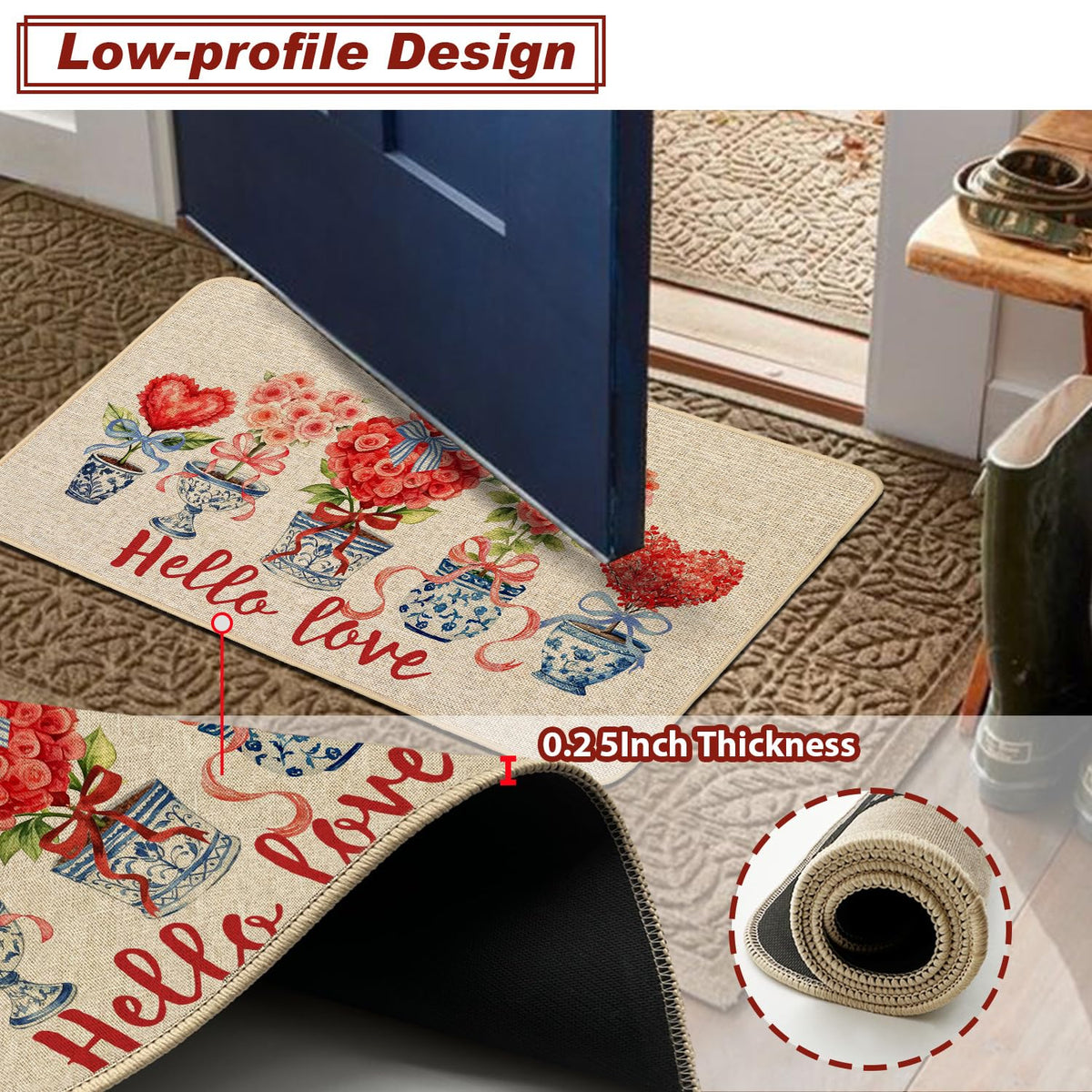 Chinoiserie Christmas Doormat, 17 x 29 Inch