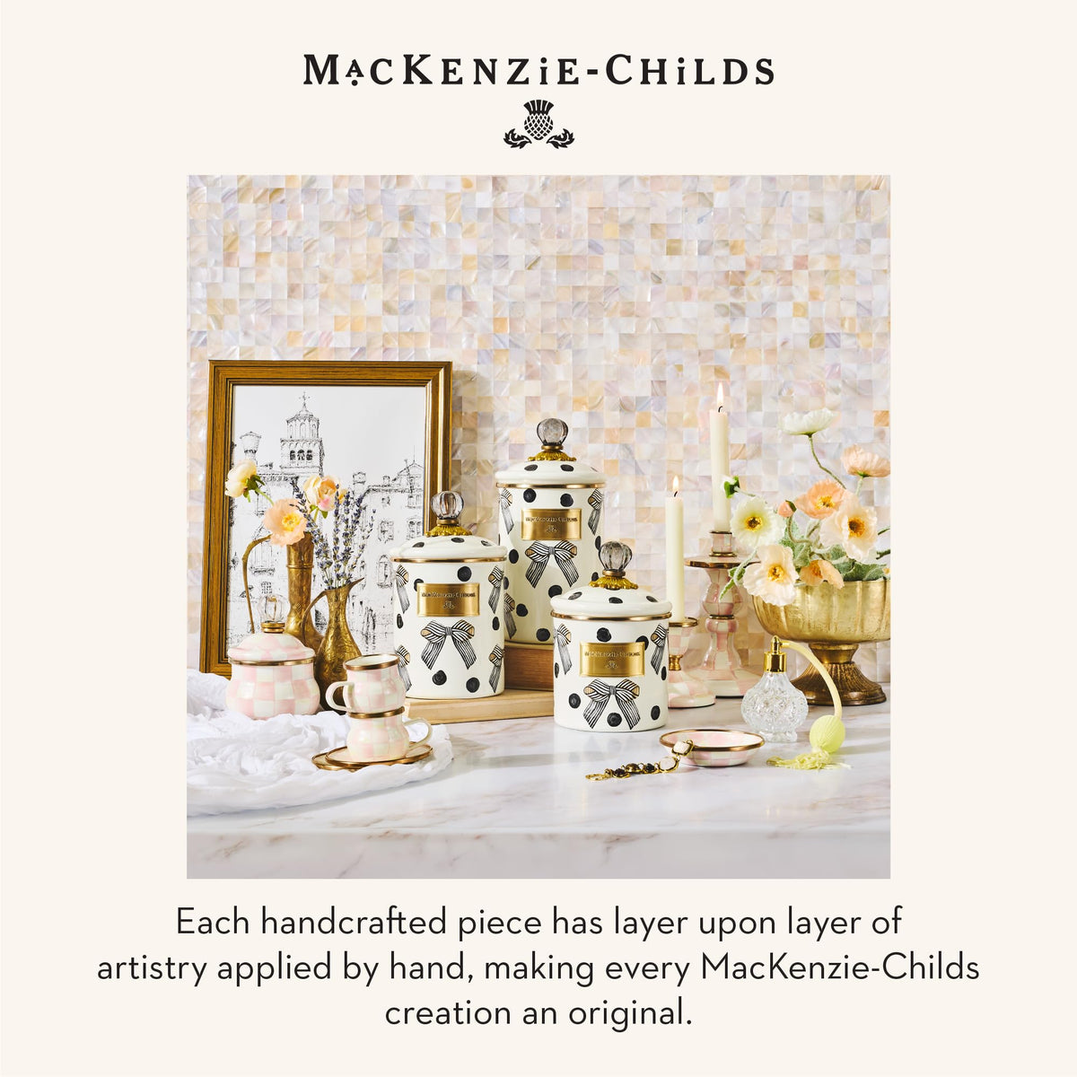 MacKenzie-Childs Enamel Canister Set, Royal Check
