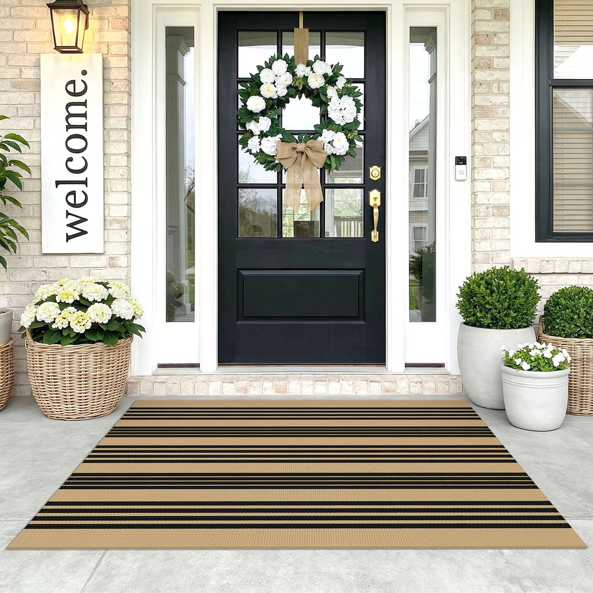 Navy and White Striped Cotton Rug, 28x43
