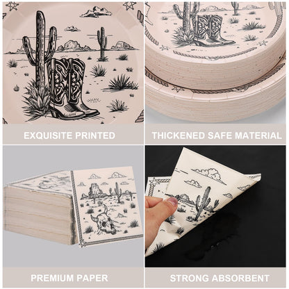 Blue and White Floral Paper Plates and Napkins, Serves 20