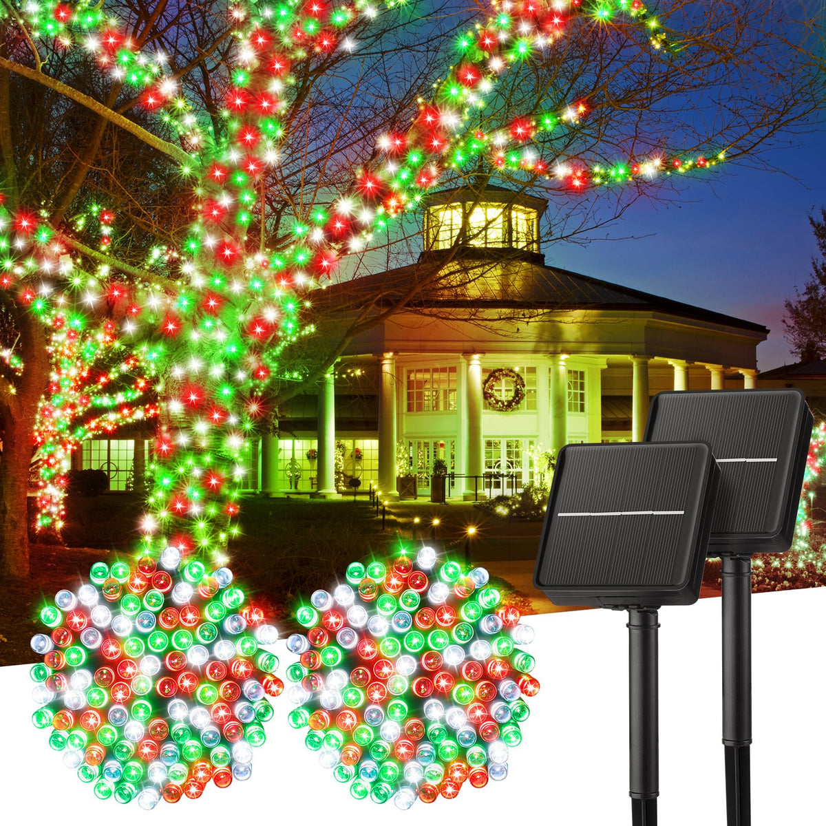 Solar Christmas String Lights, 100 LED, 40 ft
