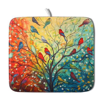 Blue Chinoiserie Floral Dish Drying Mat