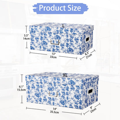 Blue and White Floral Nested Storage Boxes