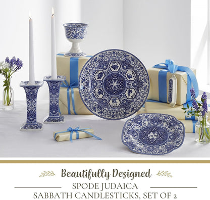 Spode Judaica Sabbath Candlesticks, Set of 2