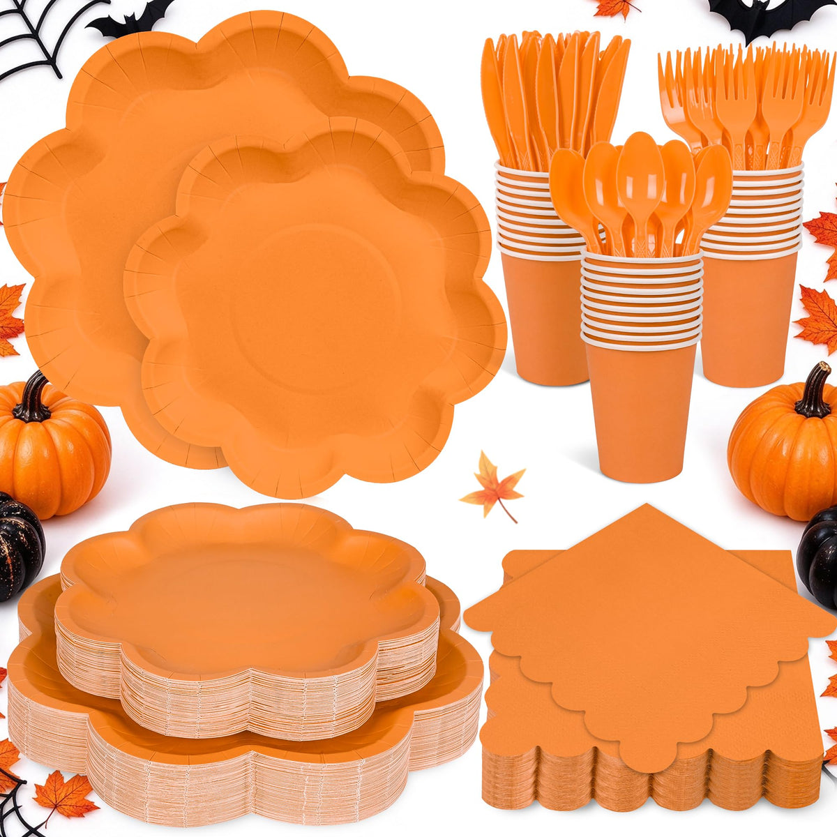 Blue and White Paper Tableware Set, Serves 50