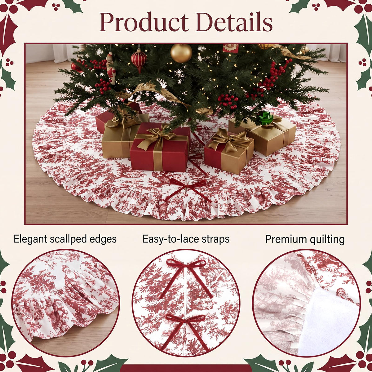Blue Chinoiserie Christmas Tree Skirt, 48 Inch