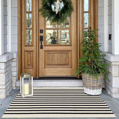 Navy and White Striped Cotton Rug, 28x43